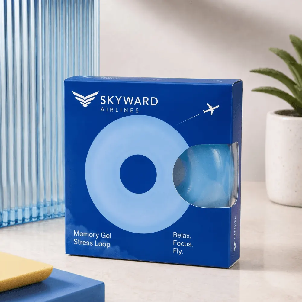 Гелевый антистресс для Skyward Airlines с фирменной упаковкой, фотография проекта 6