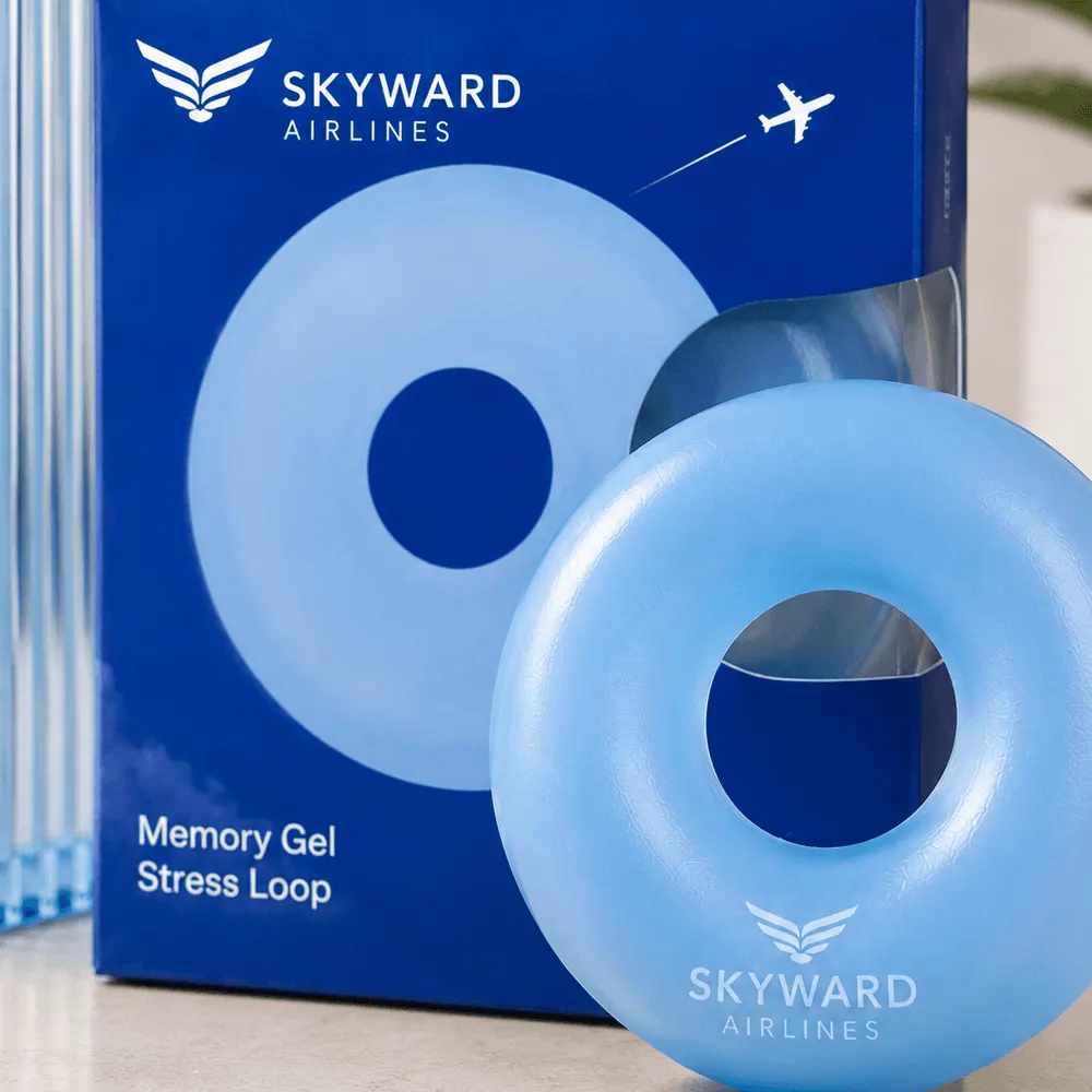 Гелевый антистресс для Skyward Airlines с фирменной упаковкой, фотография проекта 7