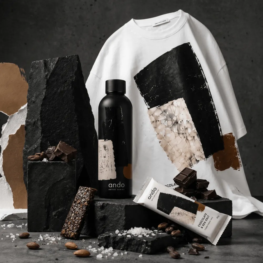 Капсульный мерч Chocolate & Sea Salt: Общий ритм комплекта и взаимное положение предметов.