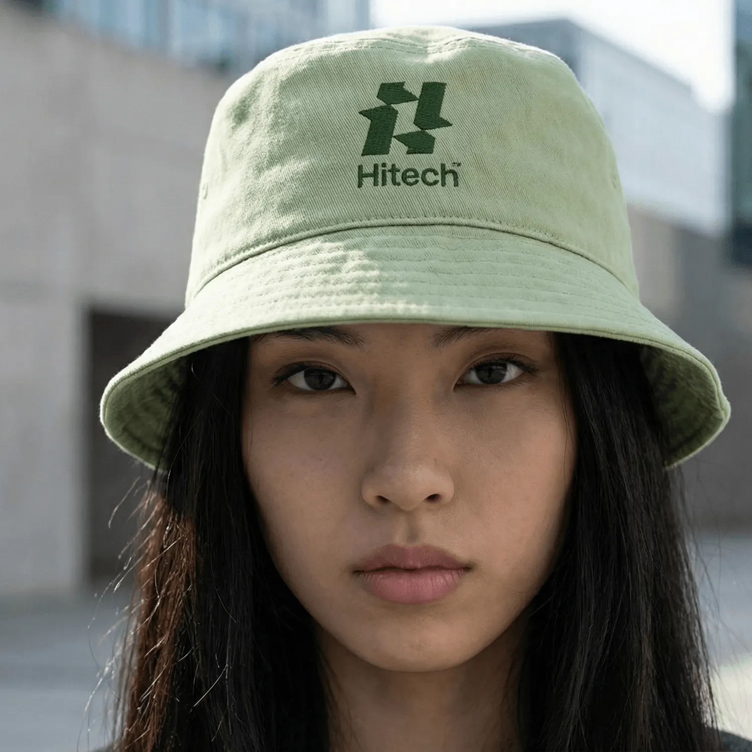 Хлопковая панама Hitech с вышивкой логотипа: Крупный план материала, фактуры и зоны нанесения.