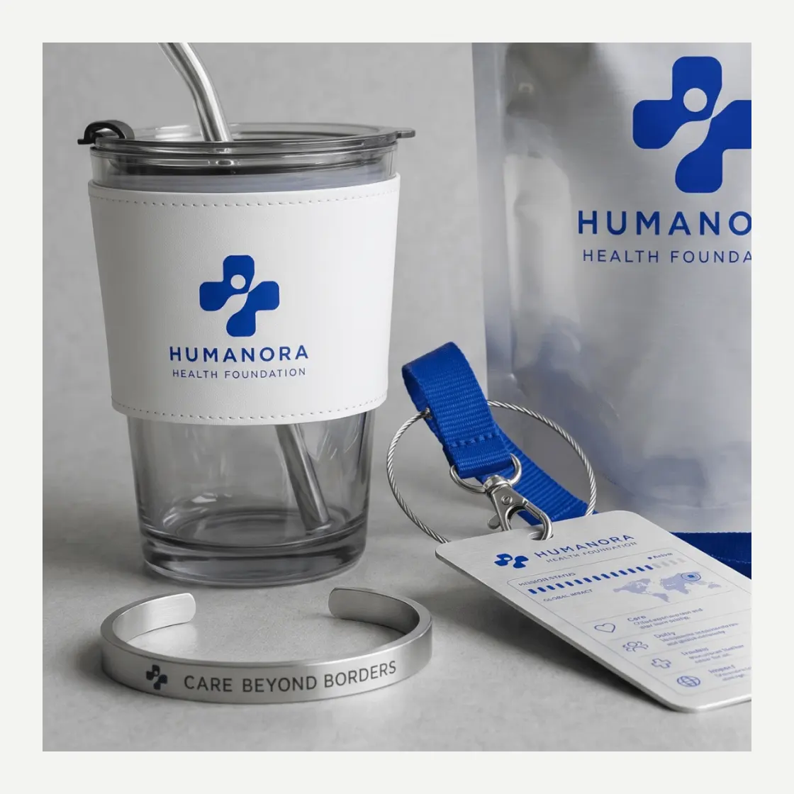 Swag pack для HUMANORA: корпоративные подарки на заказ: Крупный план материала, фактуры и зоны нанесения.