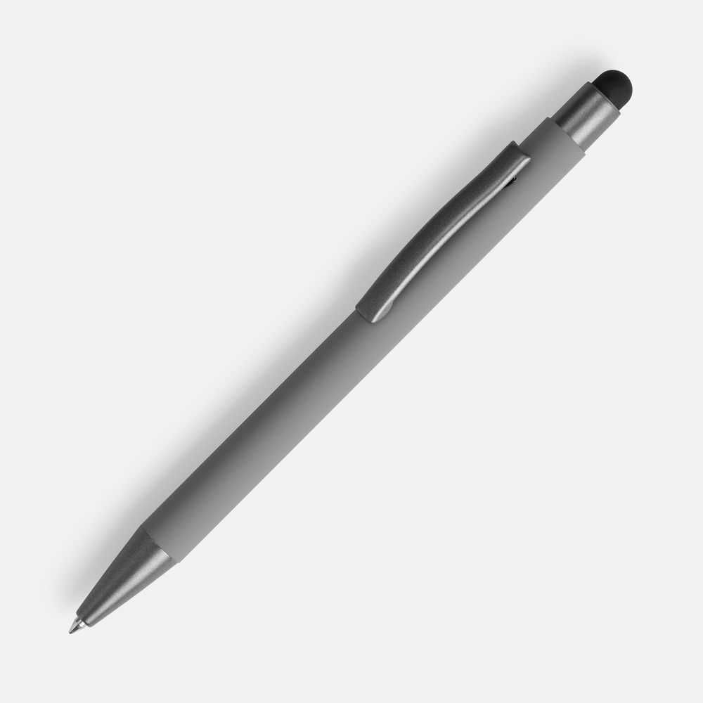 Ручка шариковая Atento Soft Touch со стилусом, серая