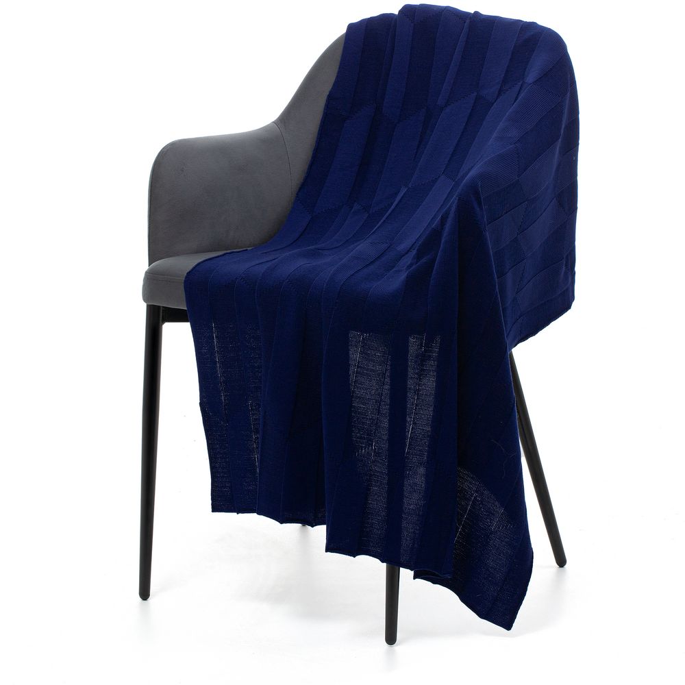 Плед Rombus, бежевый меланж, темно-синий