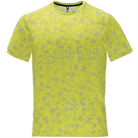 Спортивная футболка ASSEN мужская, СИНИЙ 2XL, Флуорисцентный желтый пиксель
