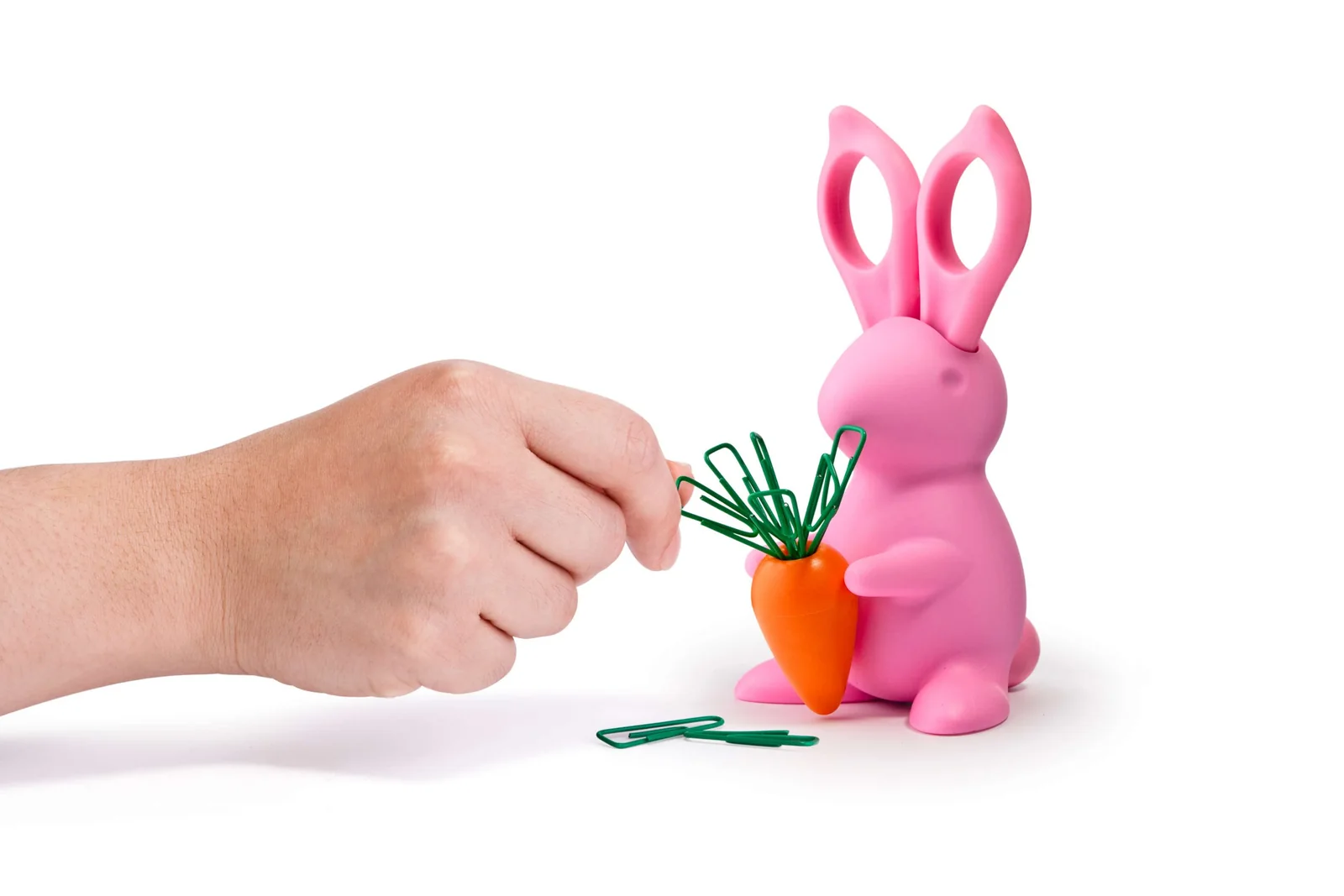 Ножницы и магнит со скрепками Bunny, розовые, Розовый
