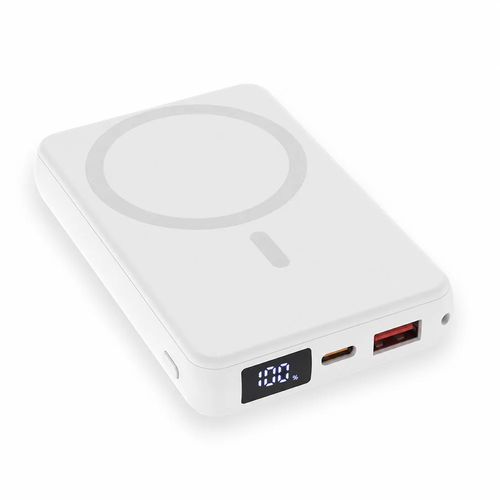 Магнитный внешний аккумулятор Quantum с беспроводной зарядкой (15W), 10000 Mah, Белый