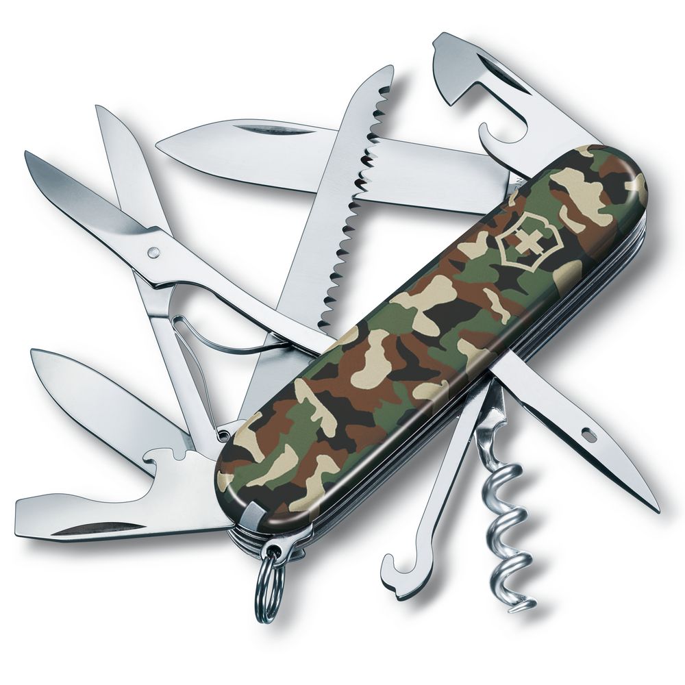 Нож перочинный Huntsman 91, зеленый камуфляж, зеленый
