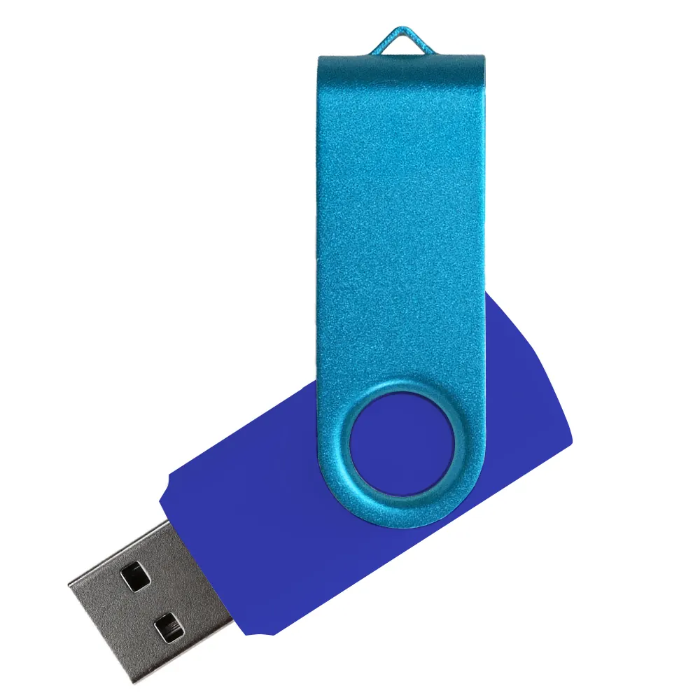 Флеш накопитель USB 2.0 Twister Сolor Mix 16GB, пластик Софт Тач/металл, синий/белый — флешки с логотипом