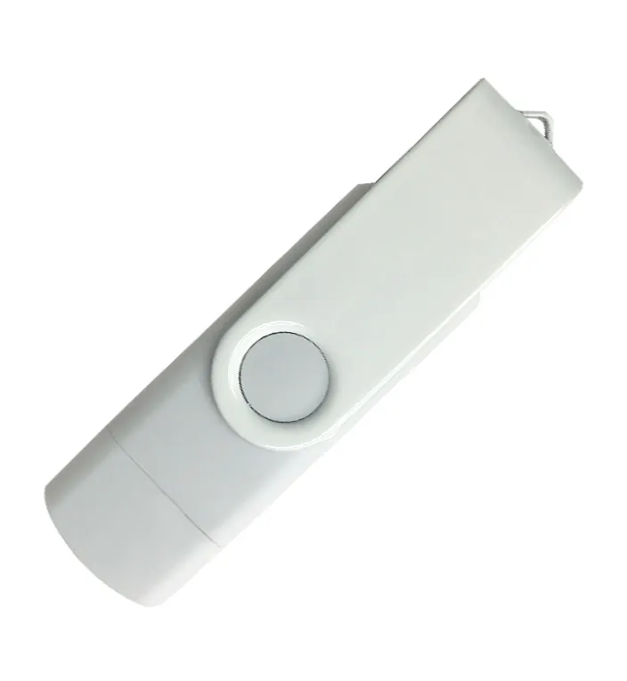 Флеш накопитель USB 2.0/OTG Twister Smart 16GB, пластик Софт Тач/металл, белый/белый, белый