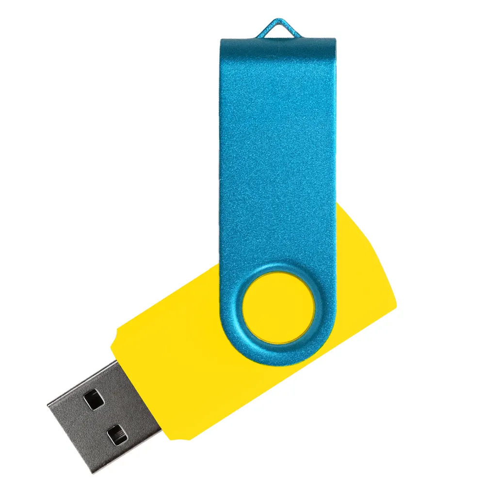 Флеш накопитель USB 2.0 Twister Сolor Mix 16GB, пластик Софт Тач/металл, желтый/белый, желтый 8 / голубой