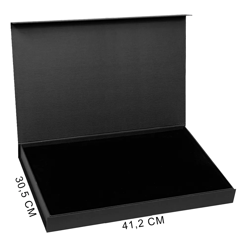 Подарочная коробка, размер 41,2*30,5*4,3 см, Solution Prestige Skyline Fabrique с магнитным клапаном, черная, с черным ложементом, черный 1, бумага под ткань