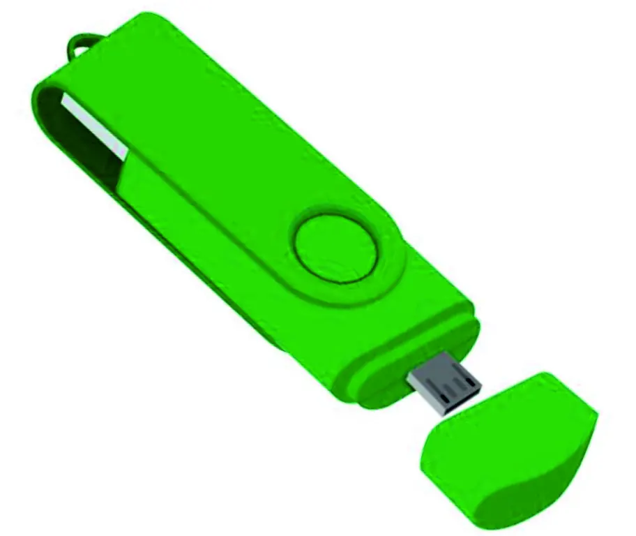 Флеш накопитель USB 2.0 Twister Smart 16GB, пластик Софт Тач/металл, черный/черный, зеленый