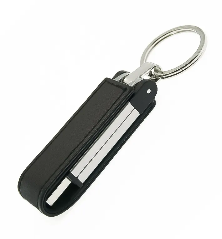 Флеш накопитель USB 2.0 Verona в кожаном чехле 16GB, металл, синий/серебристый, серебристый / черный