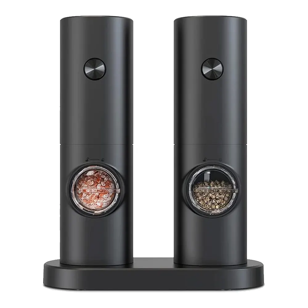 Набор из двух мельниц для соли и перца на подставке Salt & Pepper Set, пластик, черный, черный