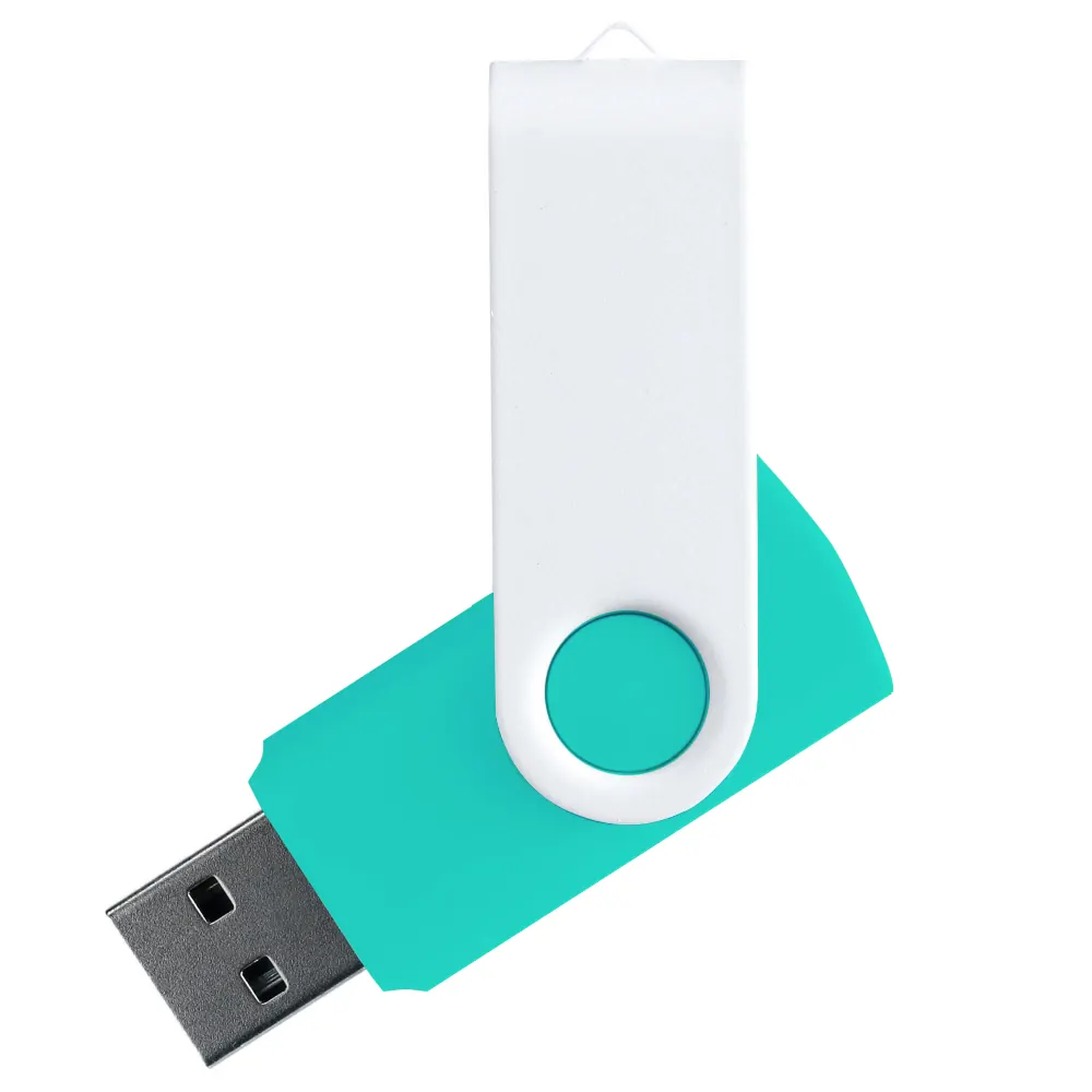 Флеш накопитель USB 2.0 Twister Сolor Mix 16GB, пластик Софт Тач/металл, бирюзовый/белый, бирюзовый 8 / белый