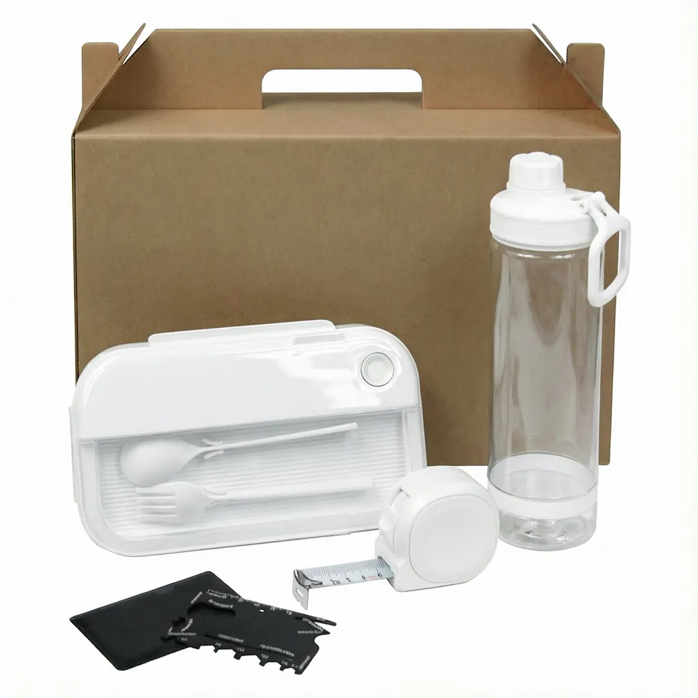 Набор подарочный Solution Everyday Kit Quattro (мультитул, рулетка, ланч бокс, бутылка для воды), белый, белый