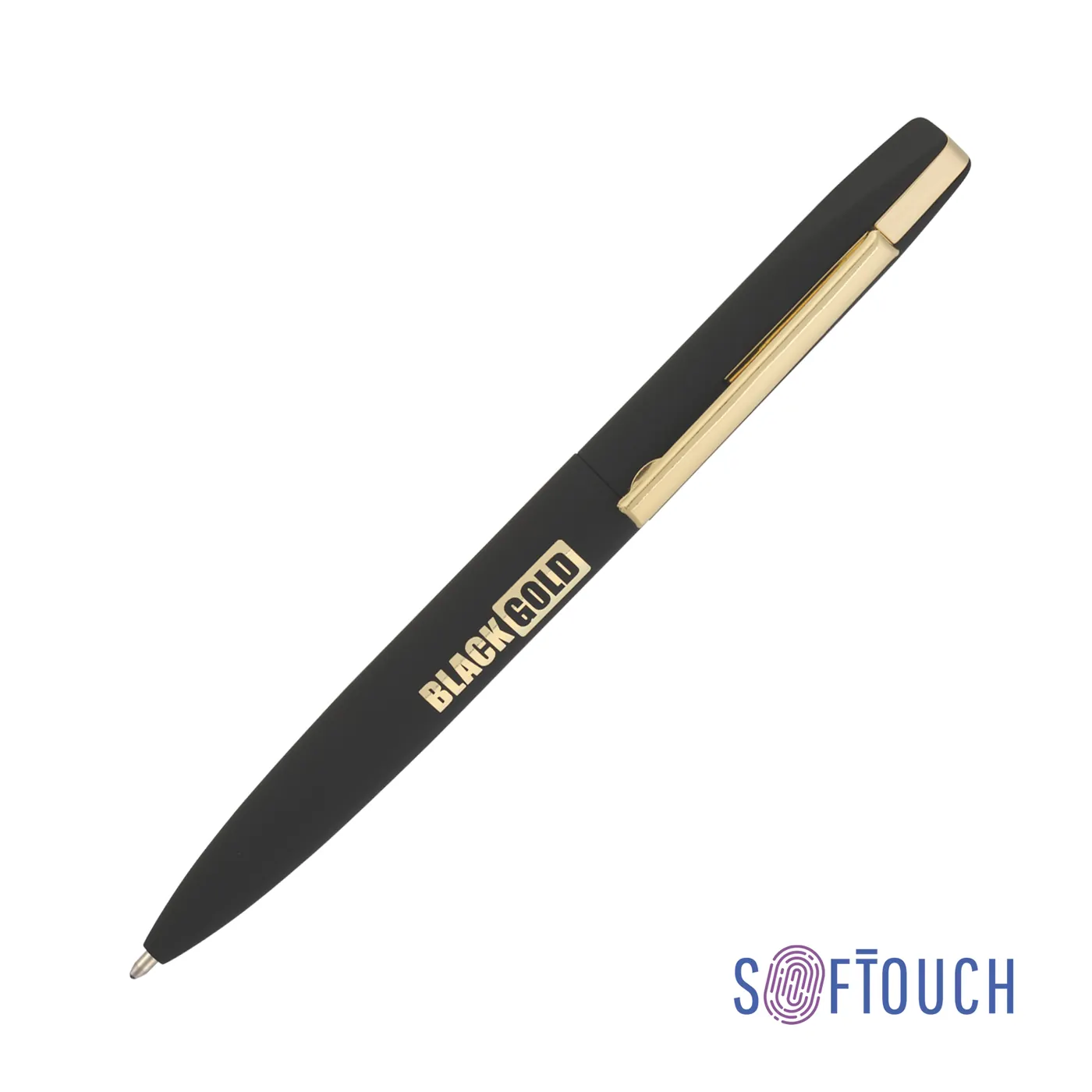 Ручка шариковая "Mercury", покрытие soft touch — арт. 6827-3G, черный с золотом