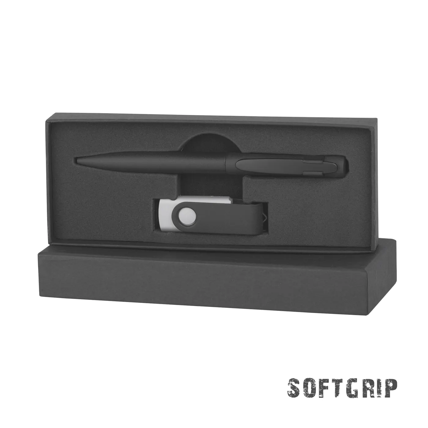 Набор ручка + флеш-карта 16 Гб в футляре, покрытие softgrip — арт. 6988-3/3S/16Gb, черный