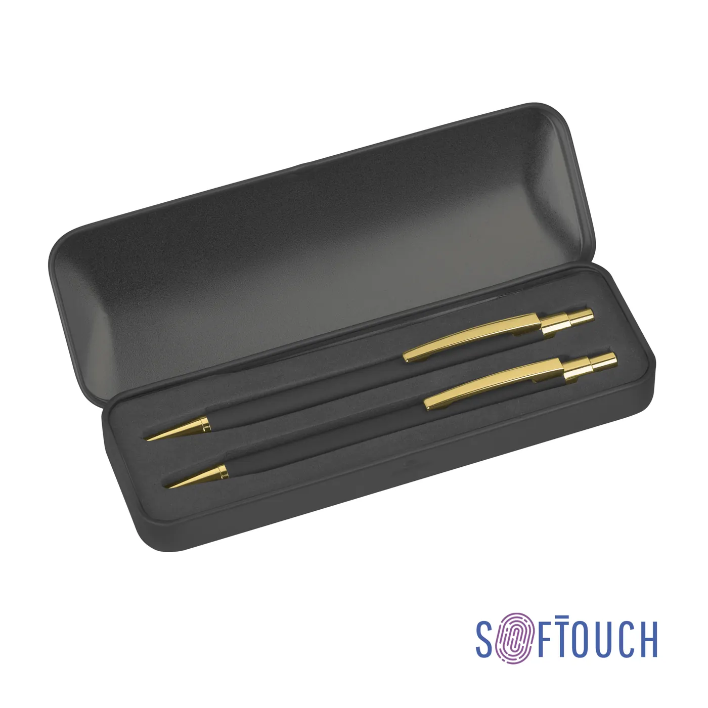 Набор "Ray" (ручка+карандаш), покрытие soft touch — арт. 7431-3G, черный с золотом