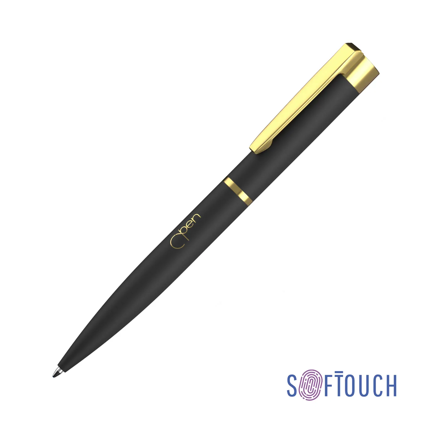 Ручка шариковая "Alice", покрытие soft touch — арт. 7418-3G, черный с золотом