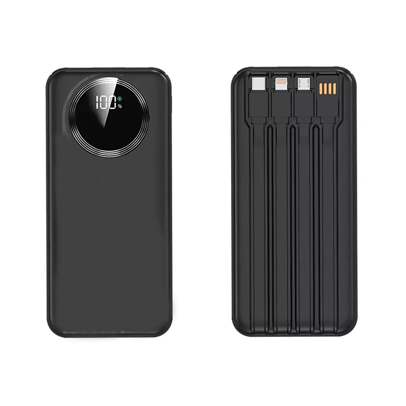 Зарядное устройство "Phantom" 10000 mAh с 4мя встроенными кабелями и цифровым индикатором заряда — кабели и адаптеры с логотипом