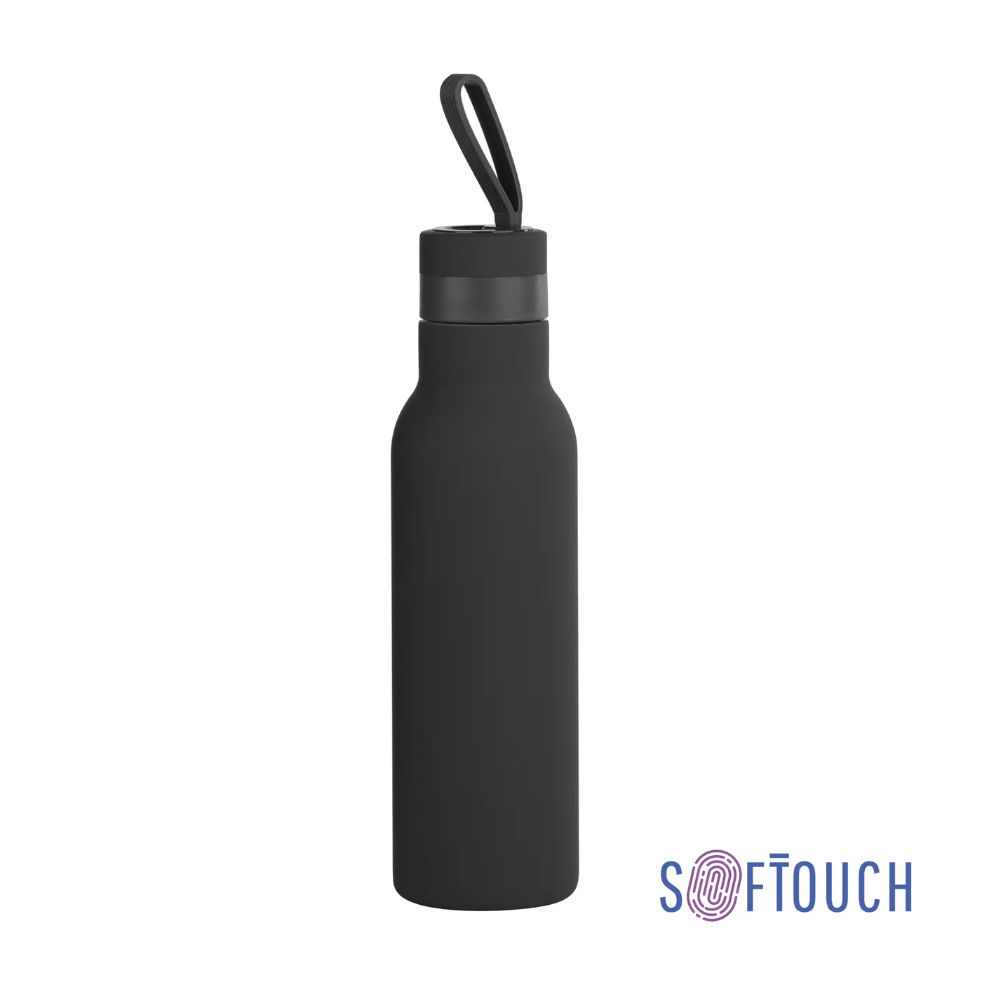 Бутылка для воды "Фитнес" 700 мл, покрытие soft touch, черный