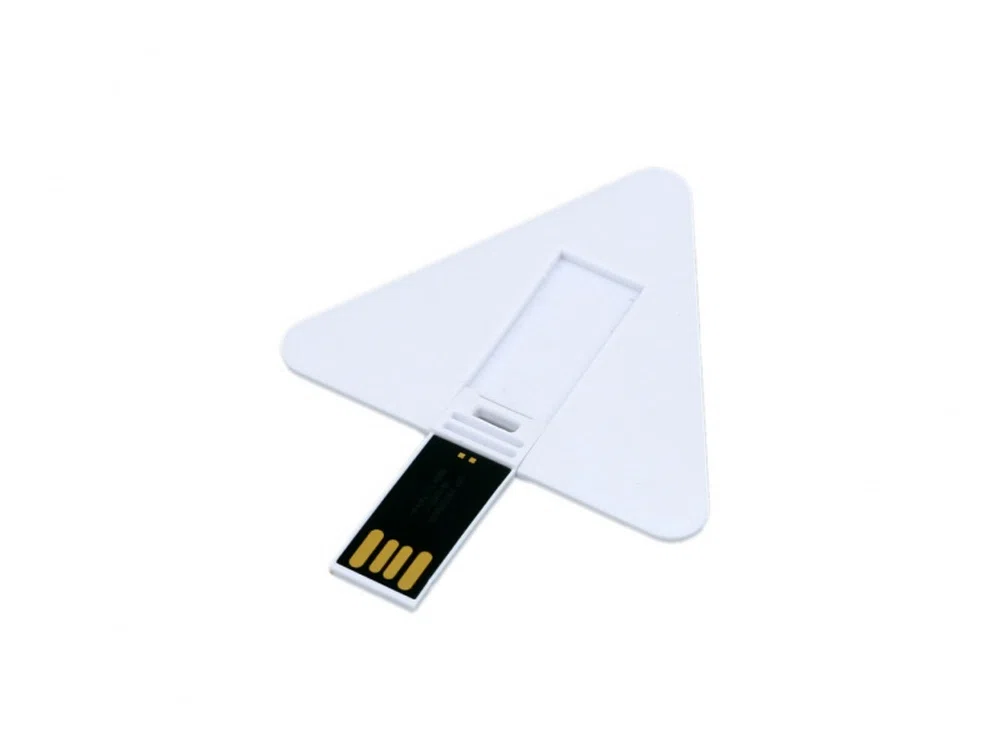 USB 2.0- флешка на 16 Гб в виде пластиковой карточки треугольной формы, белый