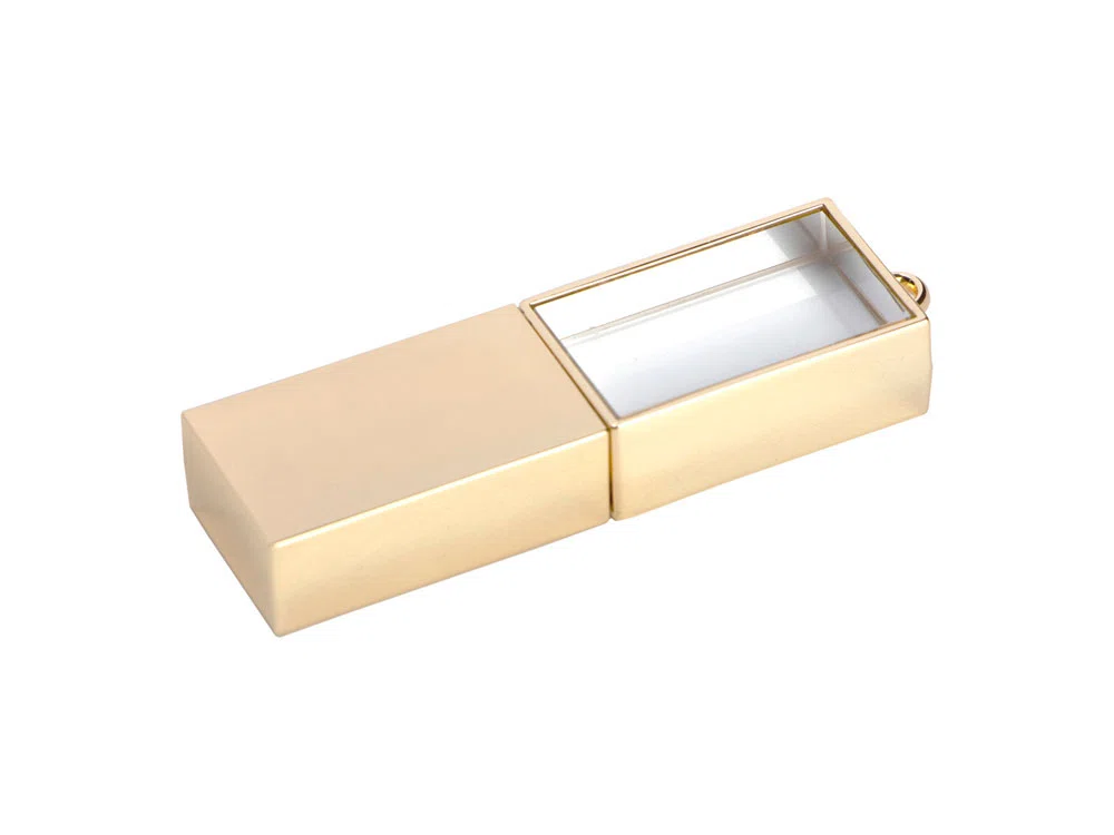 USB 2.0- флешка на 8 Гб кристалл в металле, золотистый