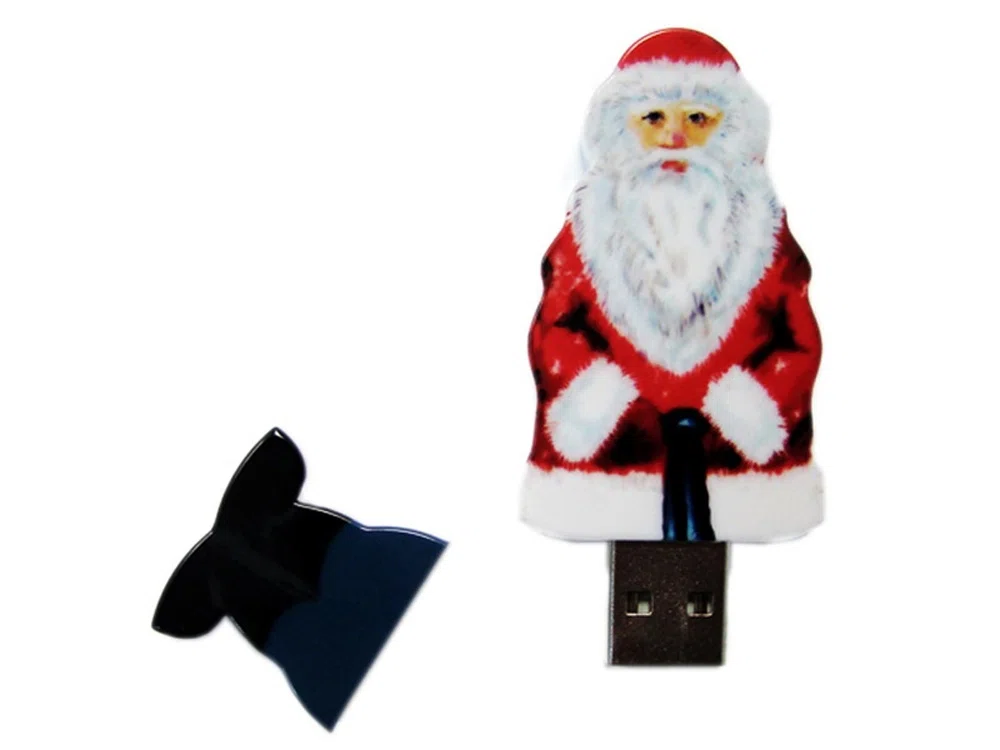 USB 2.0- флешка на 16 Гб Дед Мороз, красный, белый, черный