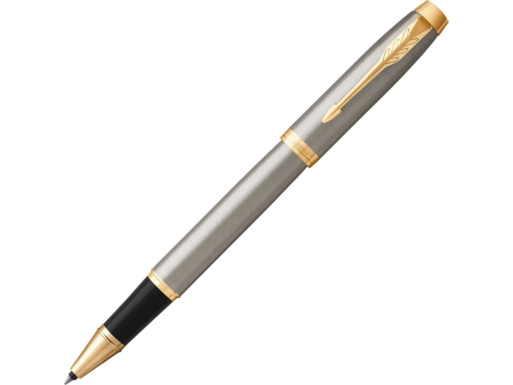 Ручка роллер Parker IM Core Brushed Metal GT, серый/черный/золотистый