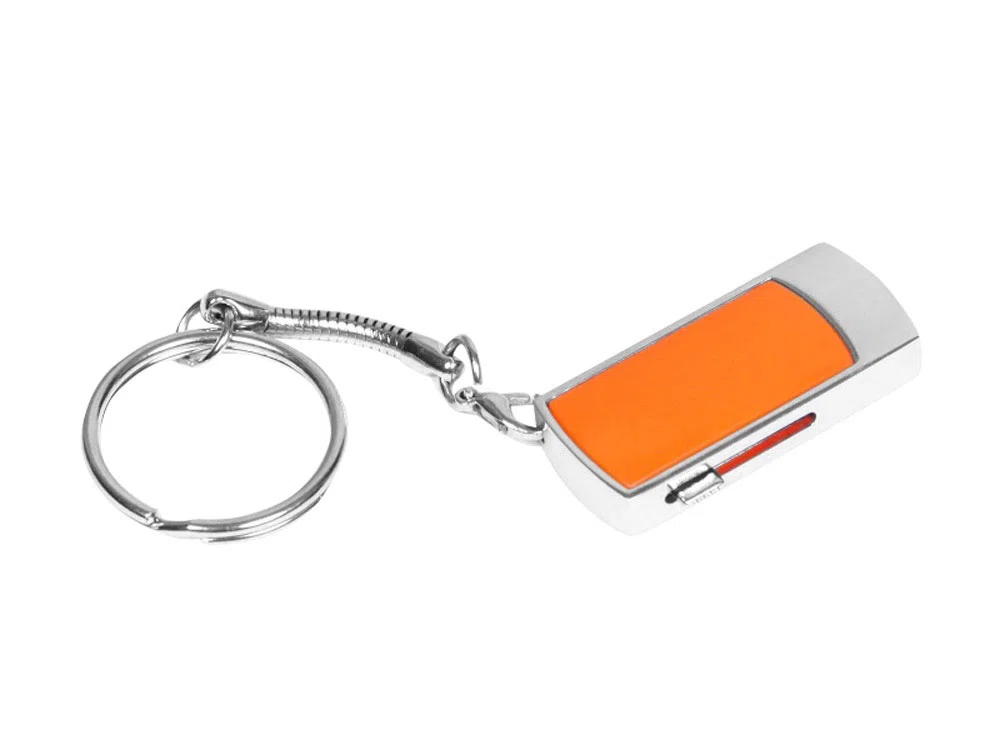 USB 2.0- флешка на 8 Гб с выдвижным механизмом и мини чипом, оранжевый/серебристый