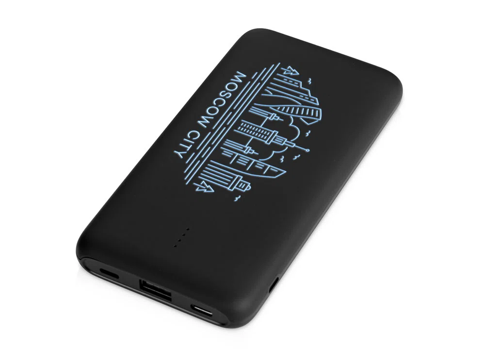 Внешний беспроводной аккумулятор с подсветкой лого Reserve X, 8000 mAh, черный