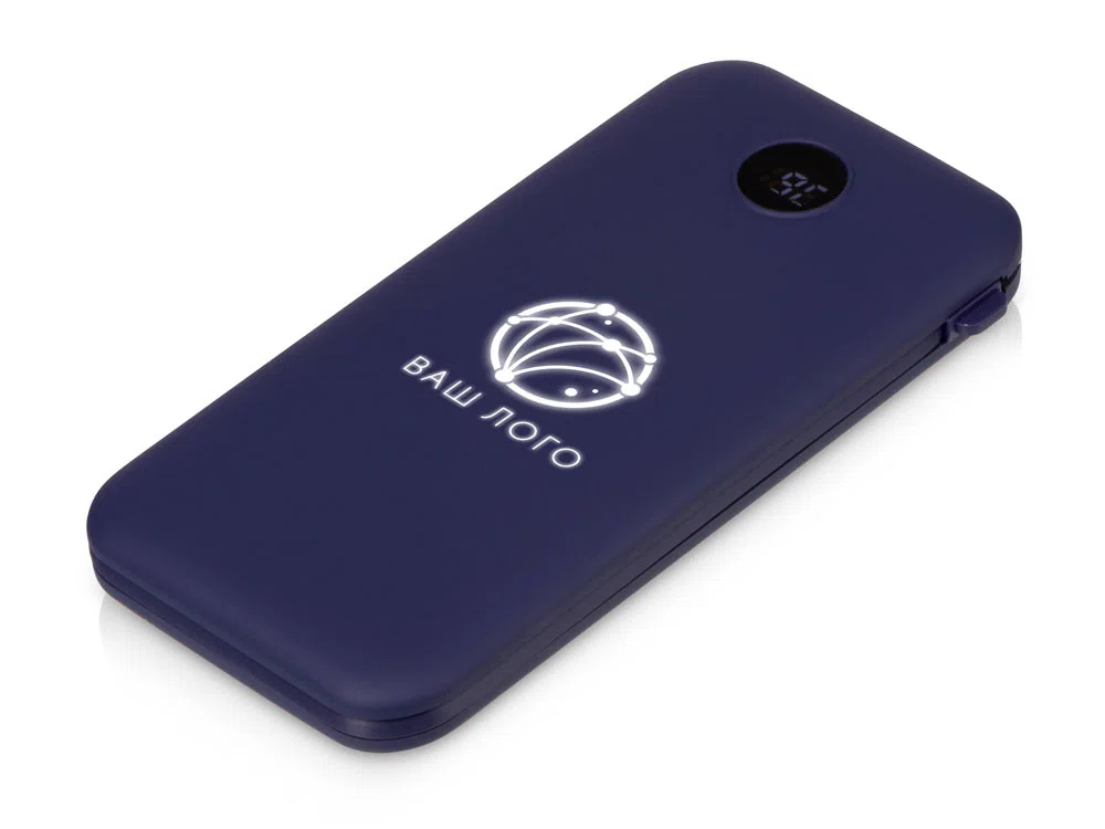 Внешний беспроводной аккумулятор с подсветкой лого Astro, soft-touch, 10000 mAh, темно-синий