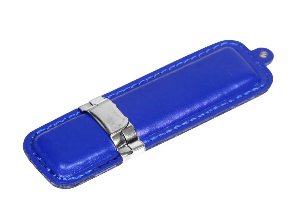 USB 2.0- флешка на 64 Гб классической прямоугольной формы, синий/серебристый