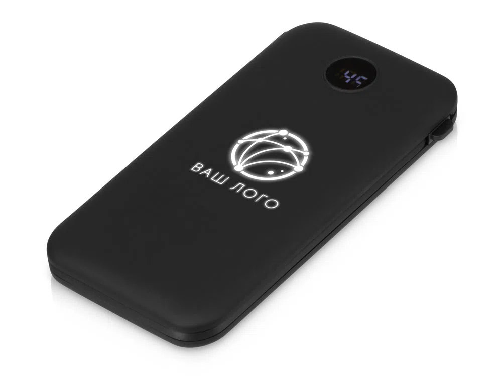 Внешний аккумулятор с подсветкой лого Astro, soft-touch, 10000 mAh, черный