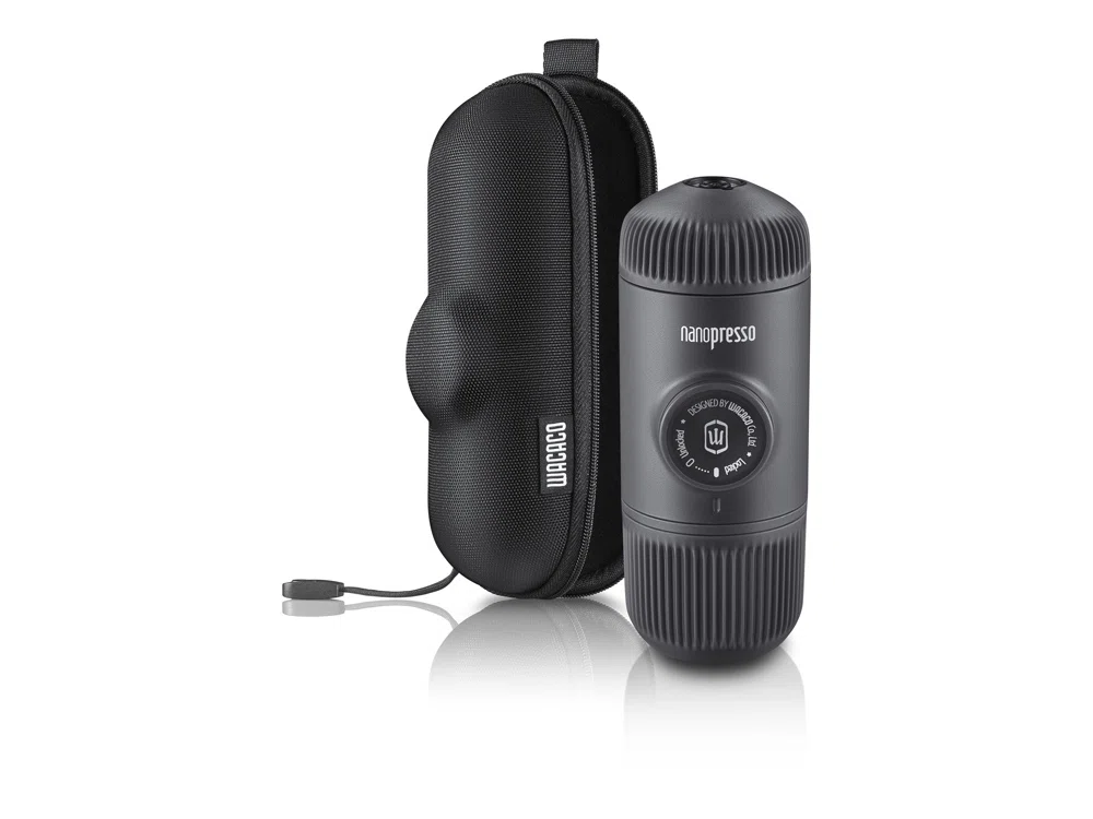 Ручная мини кофемашина Nanopresso + кейс для хранения — гастрономическое ассорти с логотипом