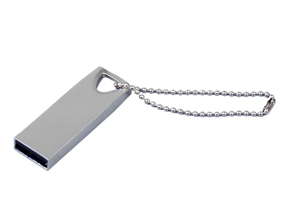 USB 2.0-флешка на 8 Гб с мини чипом и отверстием для цепочки, серебристый