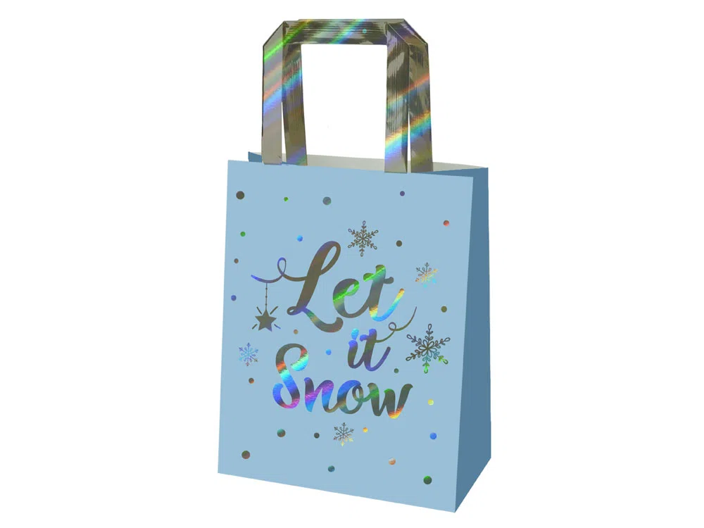 Подарочный пакет Let it snow!, голубой