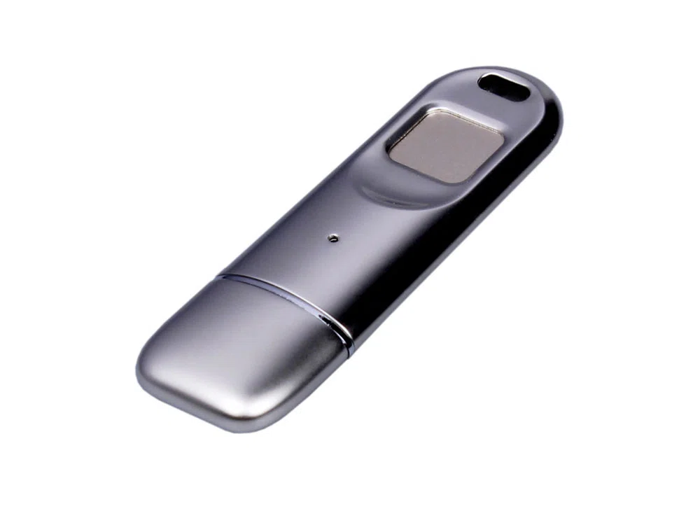 USB 3.0-флешка на 64 Гб со сканером отпечатков пальцев в подарочной упаковке, серебристый