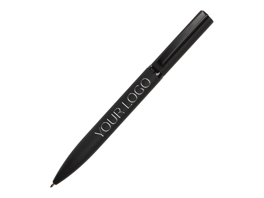 Ручка шариковая металлическая Siegfried Silver soft-touch с зеркальным слоем, черный