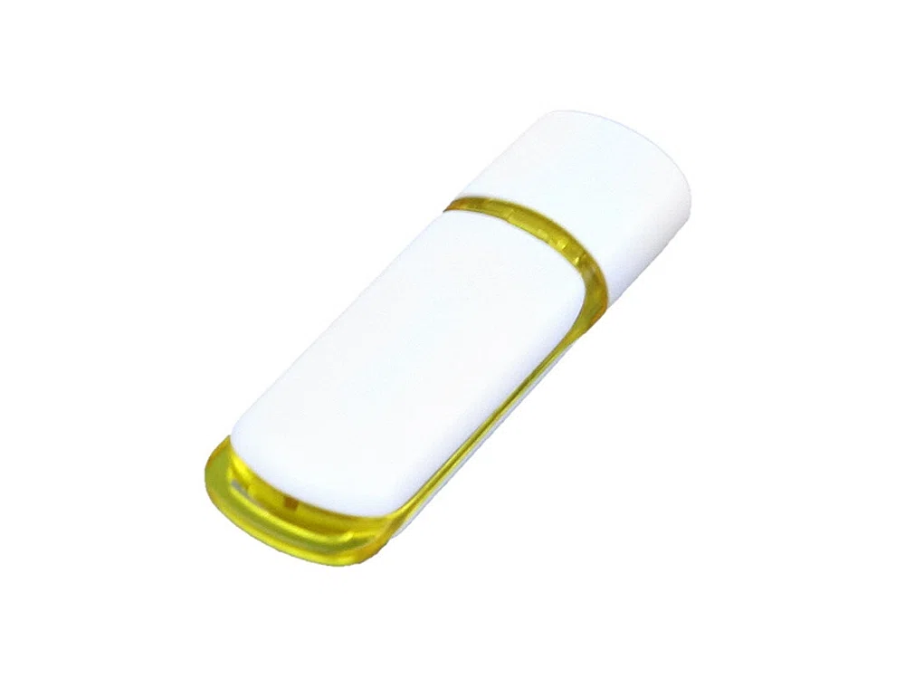 USB 2.0- флешка на 16 Гб с цветными вставками, белый/оранжевый