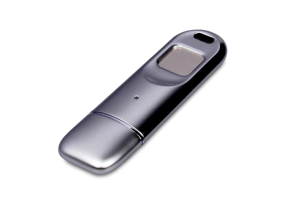 USB 3.0-флешка на 256 Гб со сканером отпечатков пальцев в подарочной упаковке, серебристый
