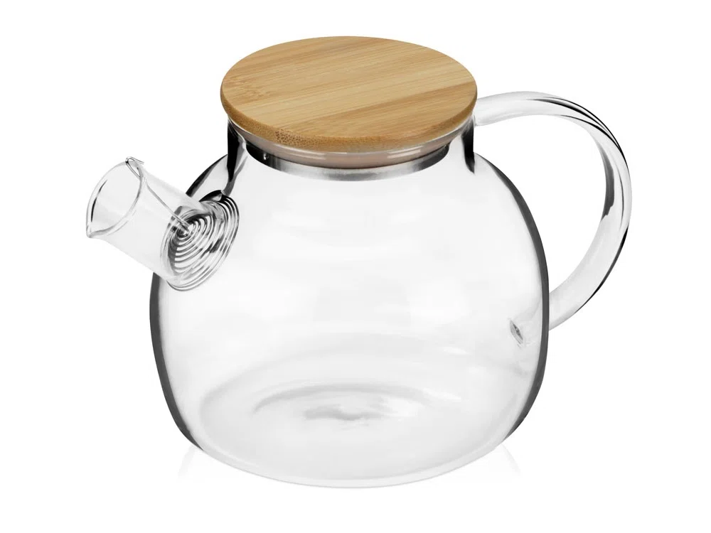 Заварочный чайник с бамбуковой крышкой Sencha, прозрачный, коричневая крышка