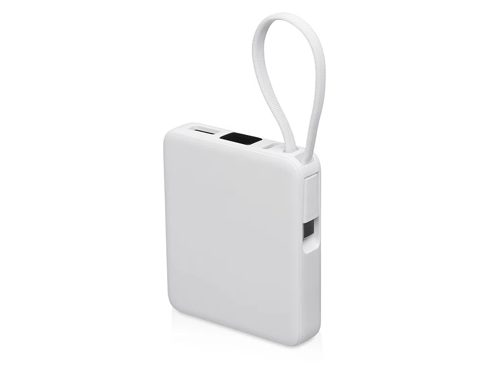 Внешний аккумулятор со встроенным кабелем USB-C Дэнси, 5000 мАч, белый