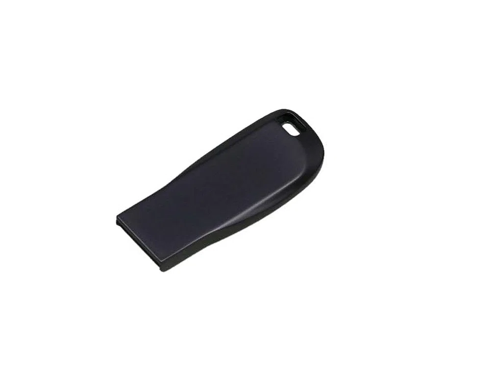USB 2.0- флешка на 16 Гб компактная с мини чипом и овальным отверстием, серый антрацит