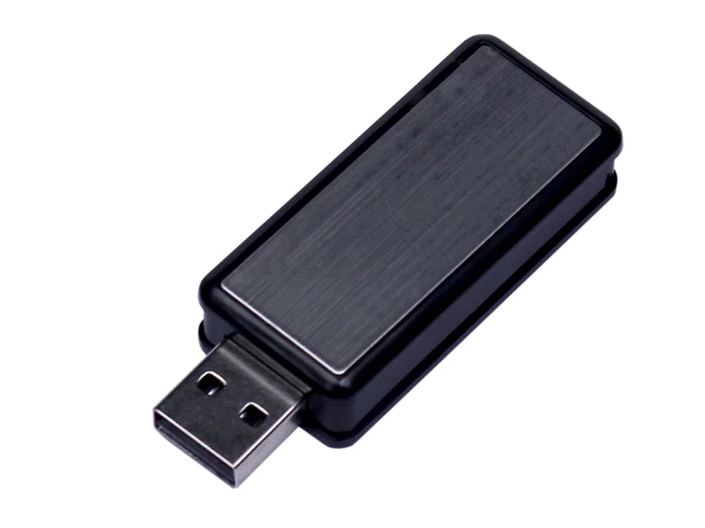 USB 2.0- флешка промо на 4 Гб прямоугольной формы, выдвижной механизм, черный