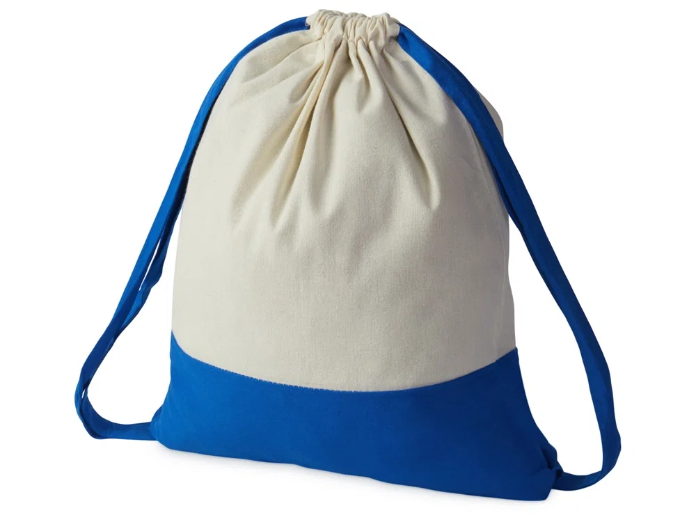 Рюкзак-мешок Cotton из хлопка, 170 г/м2, натуральный/синий