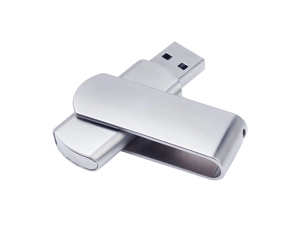 USB 2.0- флешка на 4 Гб матовая поворотная, серебристый/матовый