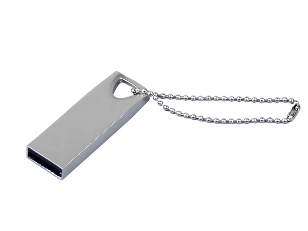 USB 2.0-флешка на 512 Мбайт с мини чипом и отверстием для цепочки, серебристый