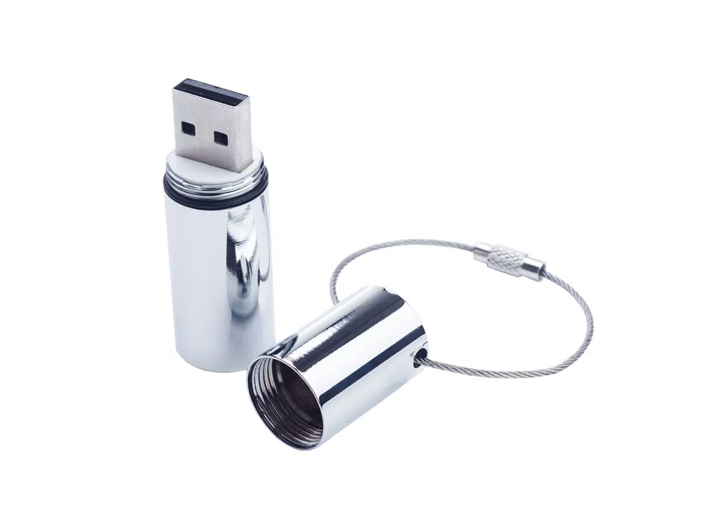 USB 3.0- флешка на 64 Гб Цилиндр, серебристый